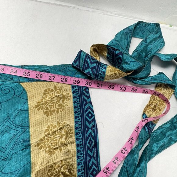 Women Wrap Skirt One Size XL Multicolor Green Layered Made in India 5-40 - Picture 4 of 10